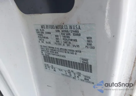 2001 Ford F-150 Lariat/Xl/Xlt из США, поврежденный, VIN 1FTRX17W91KA51635